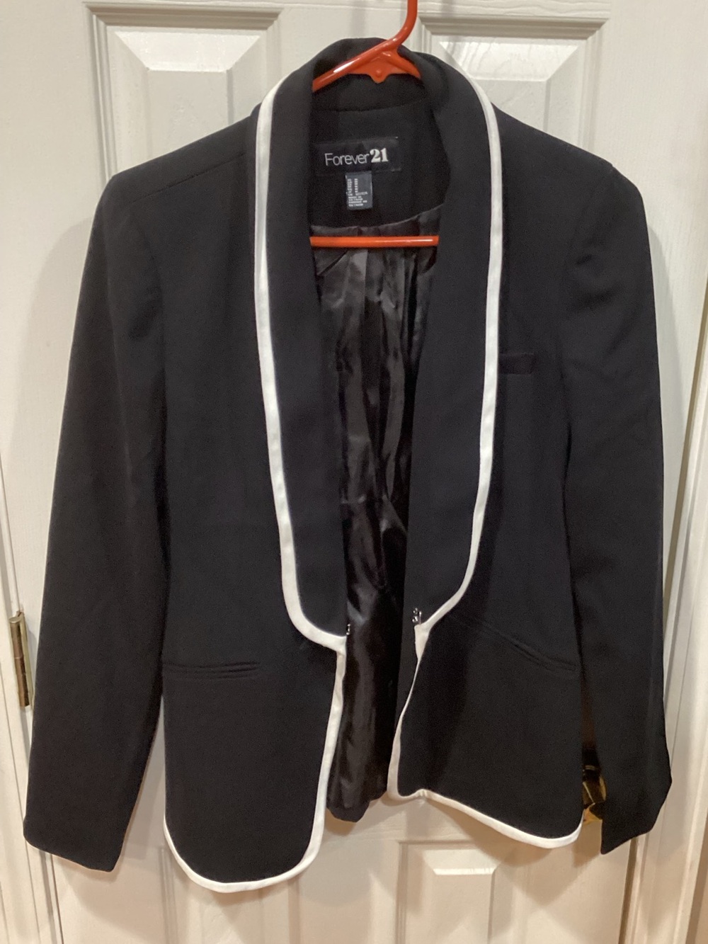 Forever 21 Black Blazer with White Piping